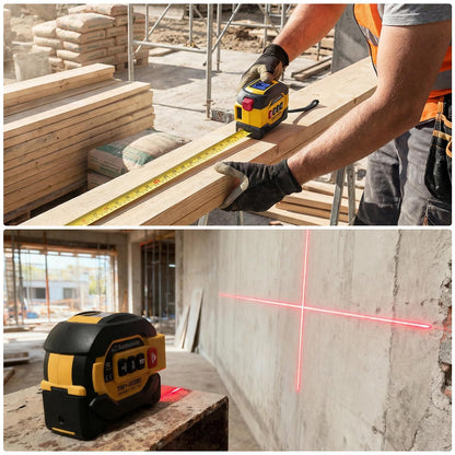 3 in 1 Digital Laser Tape Measure, 197ft/60m Laser Distance Meter, 16ft/5m Digital Tape Measure with Cross Line, AutoLock, ft/in/m Unit Switch, Measure Area, Volume, Pythagorean (Purple)