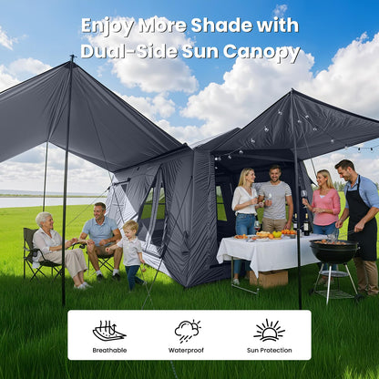ABORON Inflatable Camping Tent, 4/6/8/10/12 Person Easy Setup Blow Up Tent with Hand Pump, PU3000mm Waterproof 4 Season Glamping Tent for Outdoor Camping