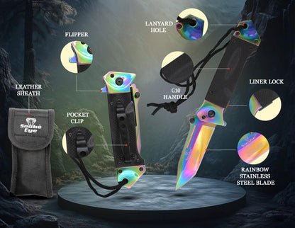 Snake Eye Tactical Rescue Style Every Day Cary Hunting, Camping Folding Pocket-Folding Wood Handle EDC Knife 1019WD