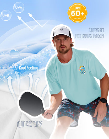 Pickleball Shirts for Men - UPF 50+ Quick Dry Performance Tee Short Sleeve T-Shirt for Pickleball Players