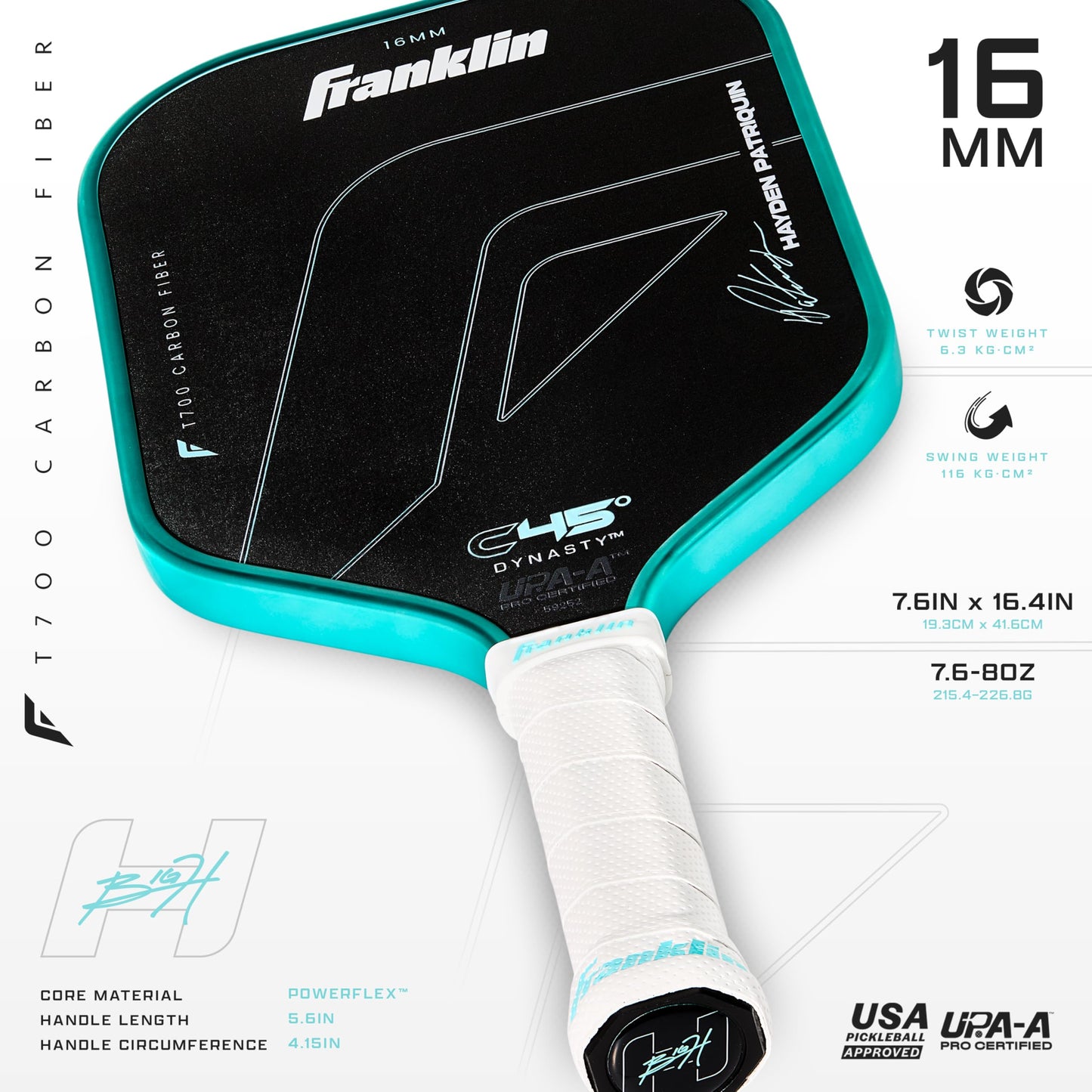 Franklin Sports PRO Pickleball Paddles – C45 Carbon Fiber Series - Official USAP + UPA Approved – Pro Player Design