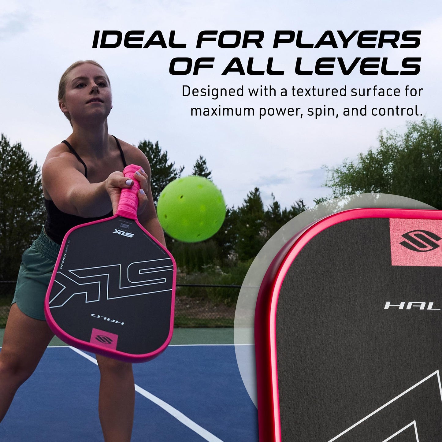 Selkirk Sport SLK Halo Raw Carbon Fiber Pickleball Paddle | Designed in The USA | Choose The T700 Raw Carbon Fiber Power, 18k Ultraweave Control, or Aramid Fiber Linkweave Thermoformed Pro