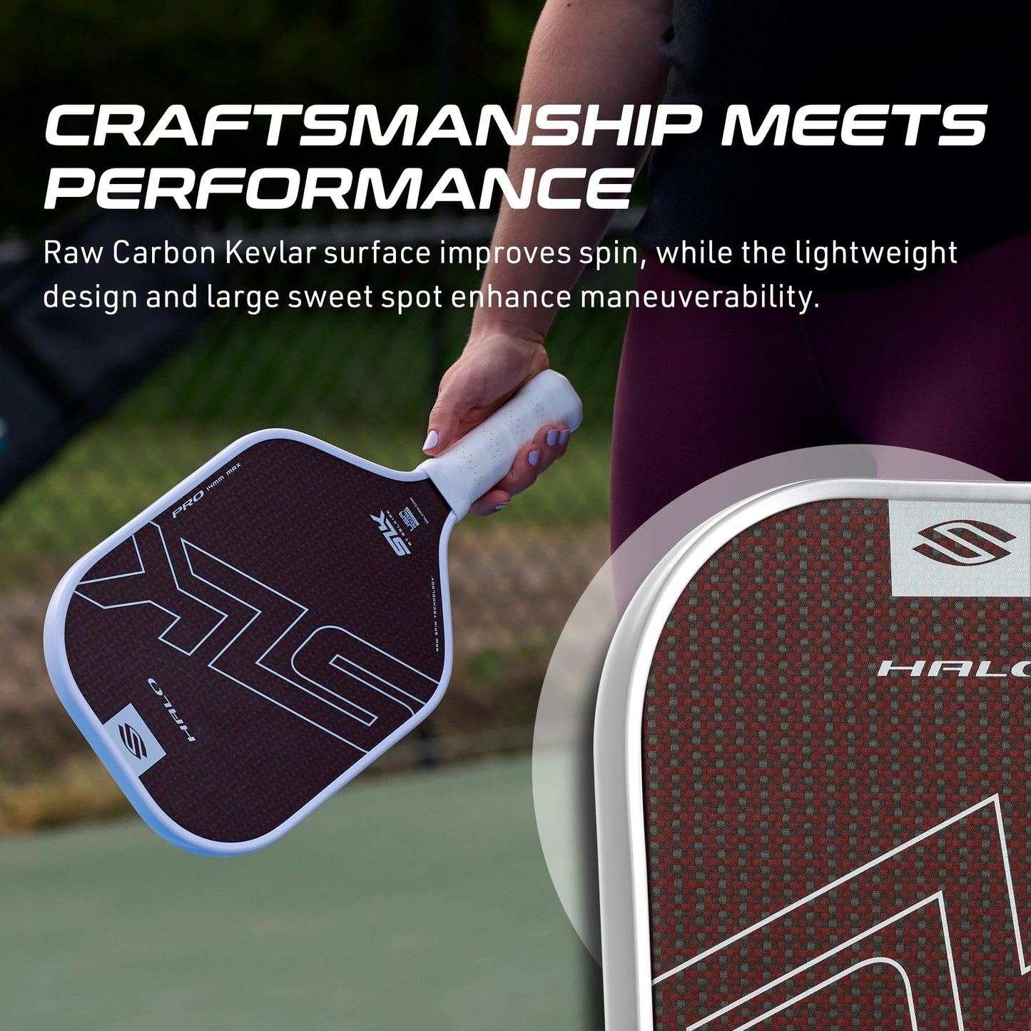Selkirk Sport SLK Halo Raw Carbon Fiber Pickleball Paddle | Designed in The USA | Choose The T700 Raw Carbon Fiber Power, 18k Ultraweave Control, or Aramid Fiber Linkweave Thermoformed Pro