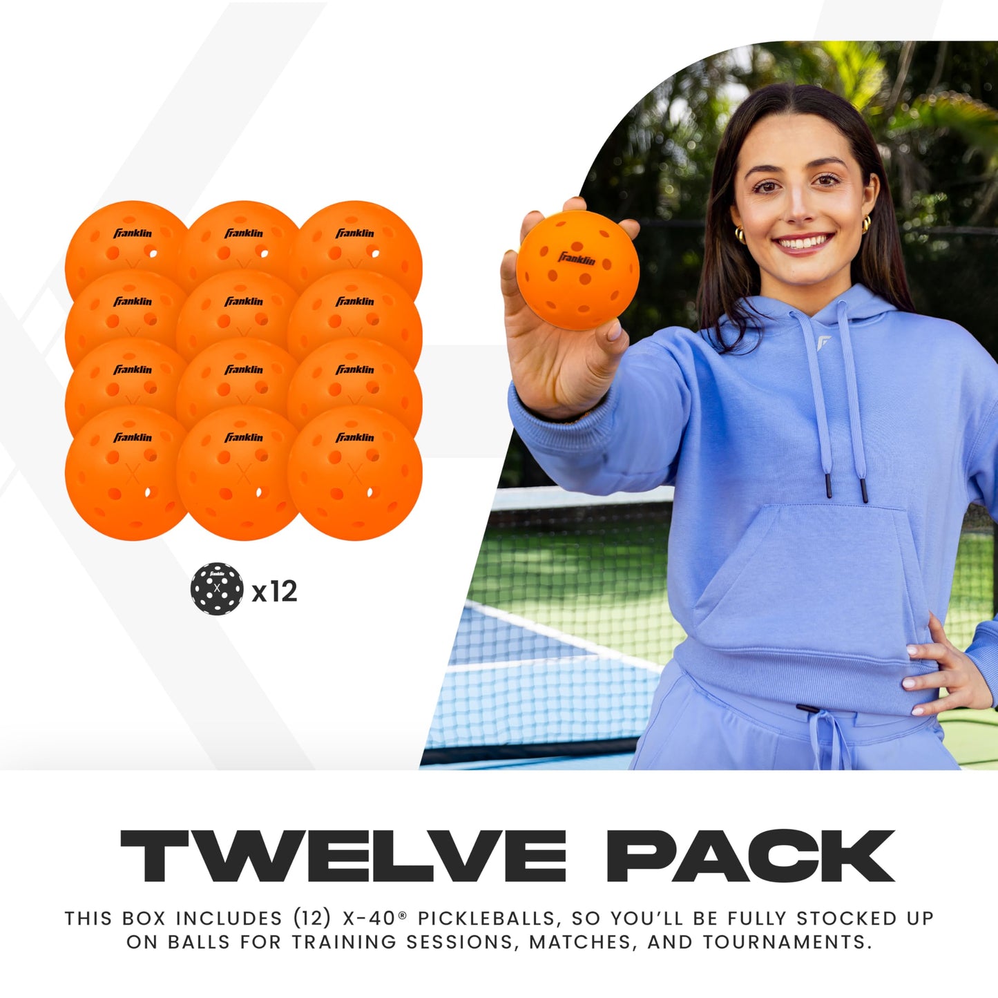 Franklin Sports X-40 Outdoor Pickleballs - Official Ball of USA Pickleball, APP Tour + US Open - Regulation Size