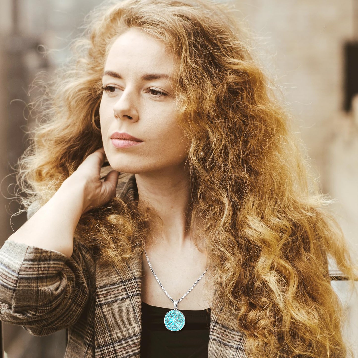 Turquoise Jewelry for Women Men 925 Sterling Silver Pendant Urn Necklaces for Ashes Picture Locket Necklace Thor Hammer Yggdrasil Virgen De Guadalupe St Michael Christopher Judas Witches Knot Necklace