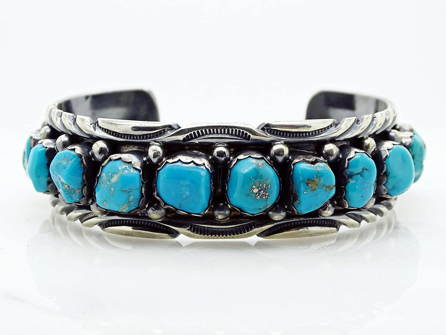 sterling silver Native American cuff bracelet genuine turquoise gemstones