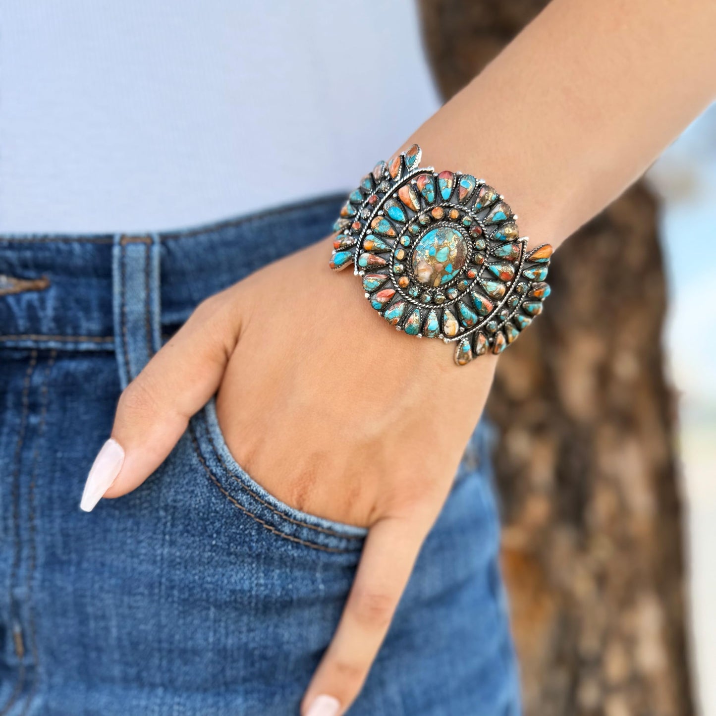 Turquoise Bracelet Sterling Silver 925 Genuine Gemstones
