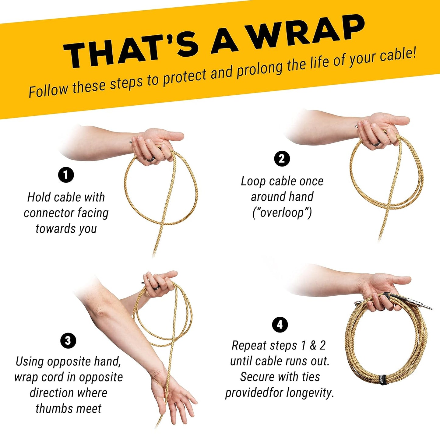 GLS Audio Instrument Cable - Amp Cord for Bass & Electric Guitar - Straight to Right Angle 1/4 Inch Instrument Cable - Brown/Yellow Braided Tweed, 20ft