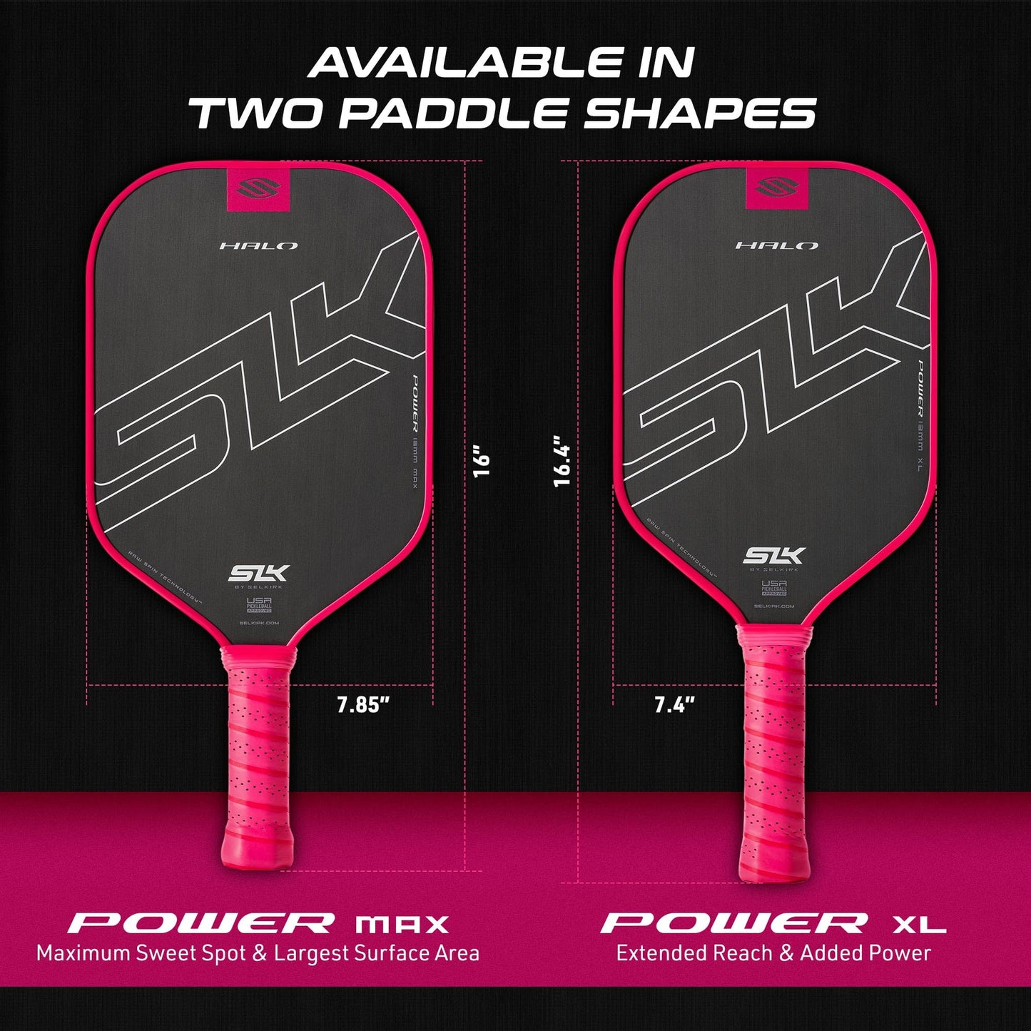 Selkirk Sport SLK Halo Raw Carbon Fiber Pickleball Paddle | Designed in The USA | Choose The T700 Raw Carbon Fiber Power, 18k Ultraweave Control, or Aramid Fiber Linkweave Thermoformed Pro
