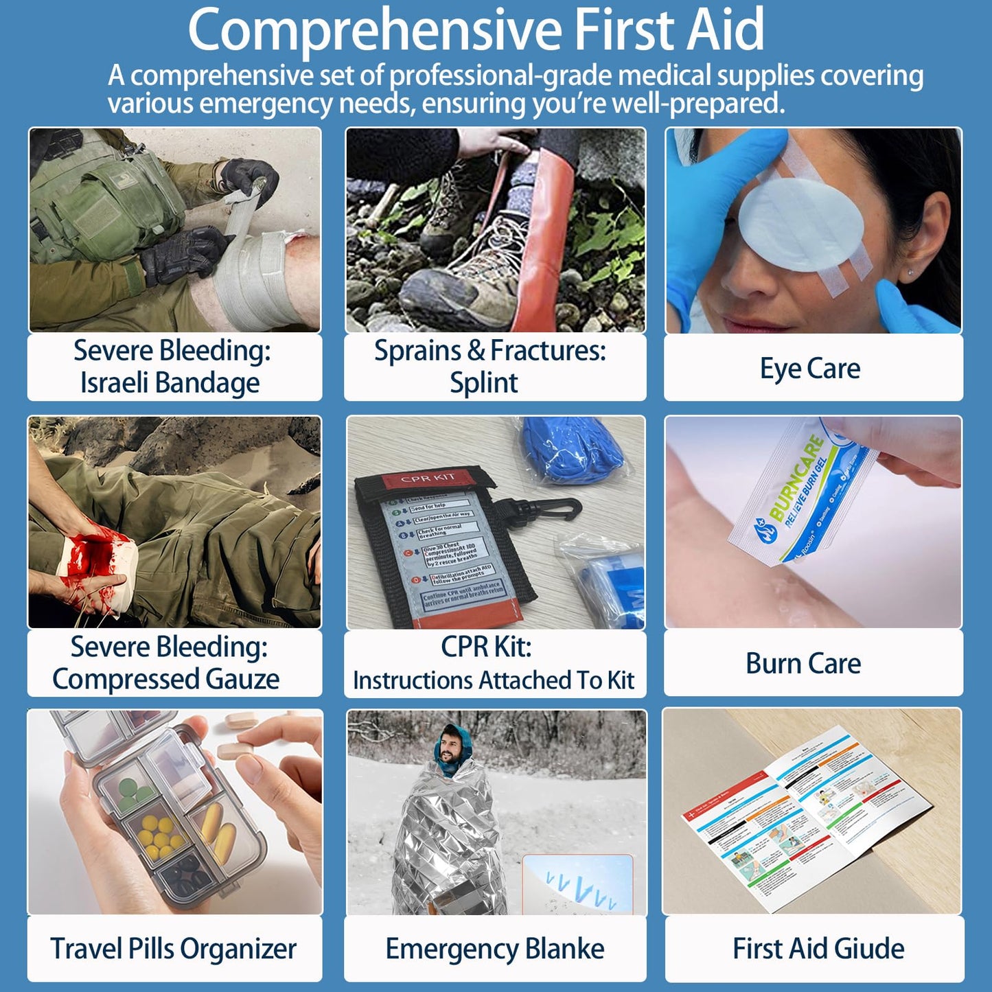 Besst Survivor Premium First Aid Kit - Waterproof Molle Medical Bag with Color-Coded Compartments, with Israeli Bandage, Rescue Blanket & CPR Mask for Home, Car, Hiking, Camping & Outdoor Emergencies