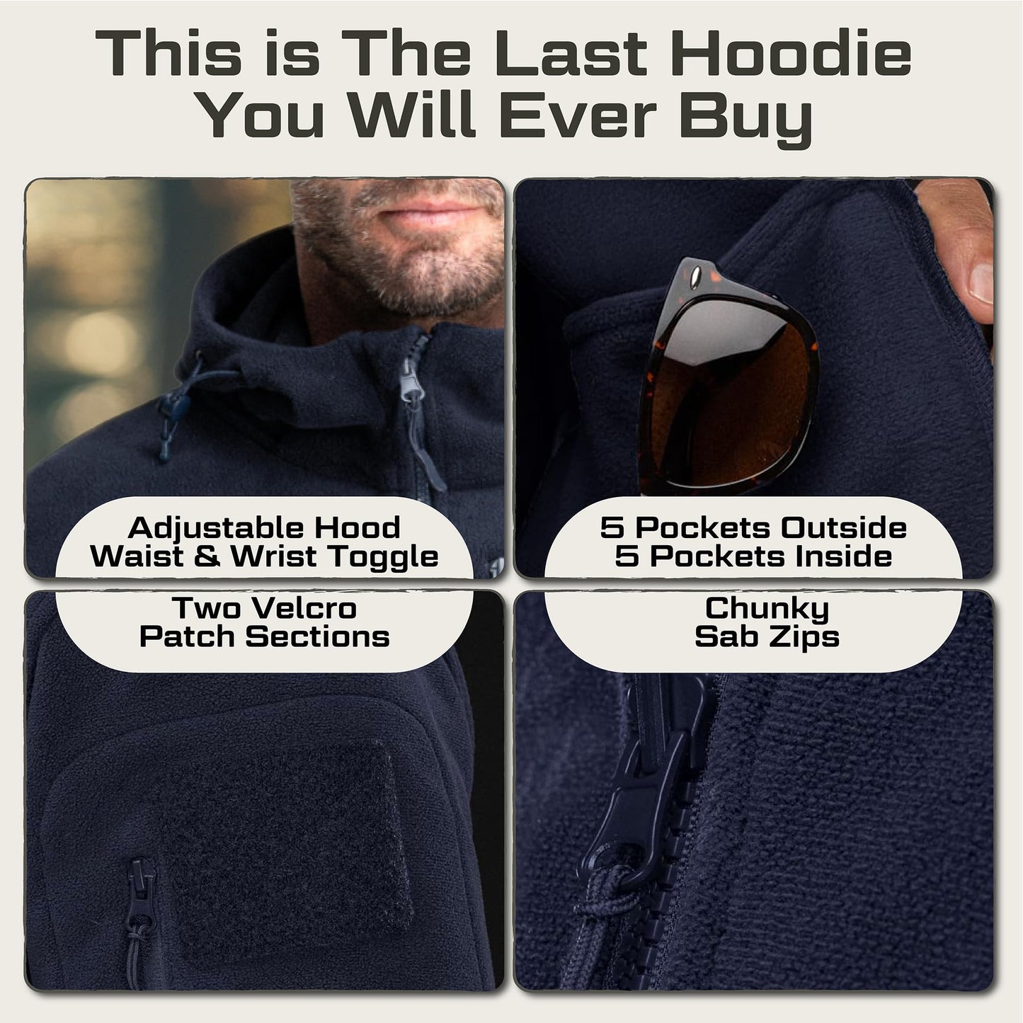 Baerskin Tactical Hoodie Jacket for Men 4.0 - Military Style Fleece Sweater for Cold, Rain, Wind or Snow