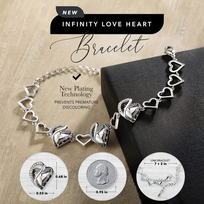 Leafael Infinity Love Heart Link Bracelets, Birthstone or Healing Stone Crystal Bracelet for Women, Silver Tone Jewelry Gifts for Her, 7-inch Chain and 2-inch Extender