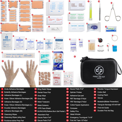 Premium First Aid Kit, 320 Piece Waterproof Hard Shell Eva First Aid Kit for Home, Camping, Cars, Hiking, Travel, Businesses & Outdoor Emergencies - Emergency Medical Kits (Red)