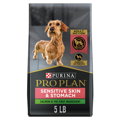 Purina Pro Plan Sensitive Skin and Stomach Dog Food Small Breed, Adult Salmon & Rice Formula - 4 lb. Bag