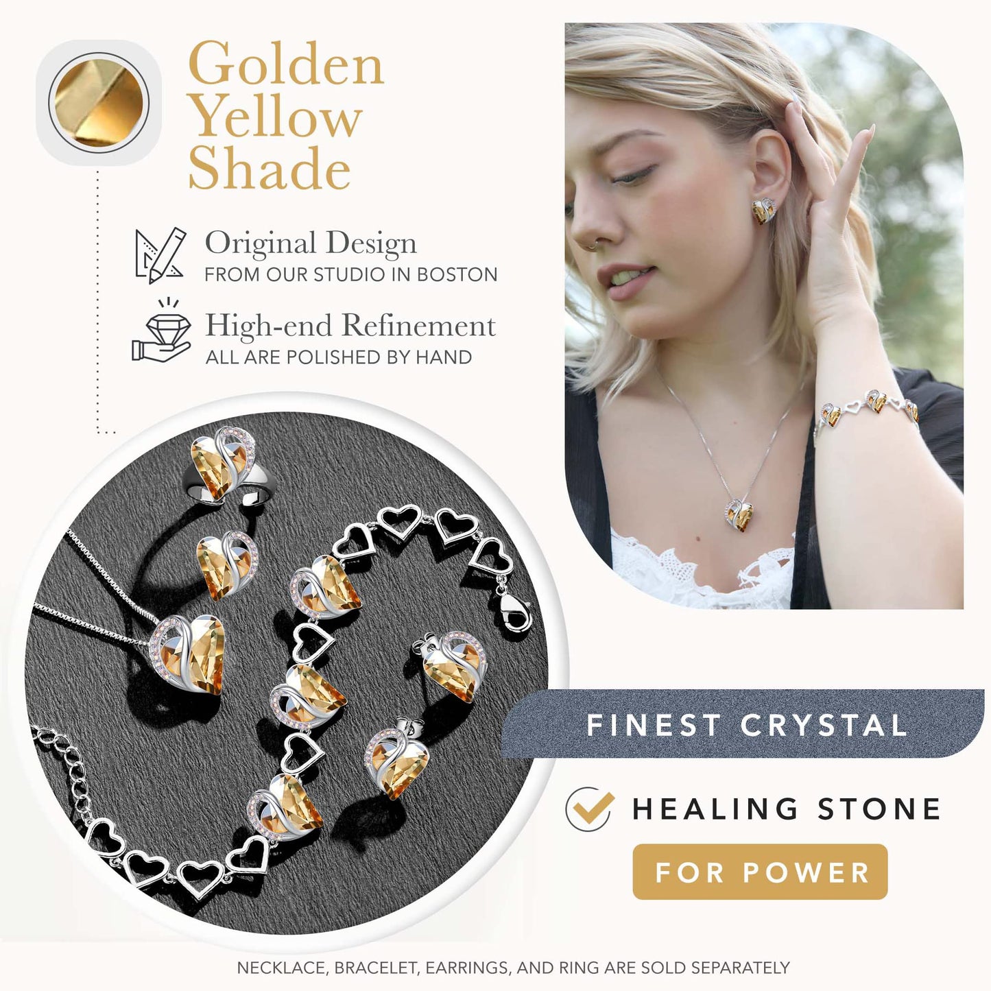 Leafael Infinity Love Heart Link Bracelets, Birthstone or Healing Stone Crystal Bracelet for Women, Silver Tone Jewelry Gifts for Her, 7-inch Chain and 2-inch Extender