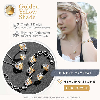 Leafael Infinity Love Heart Link Bracelets, Birthstone or Healing Stone Crystal Bracelet for Women, Silver Tone Jewelry Gifts for Her, 7-inch Chain and 2-inch Extender