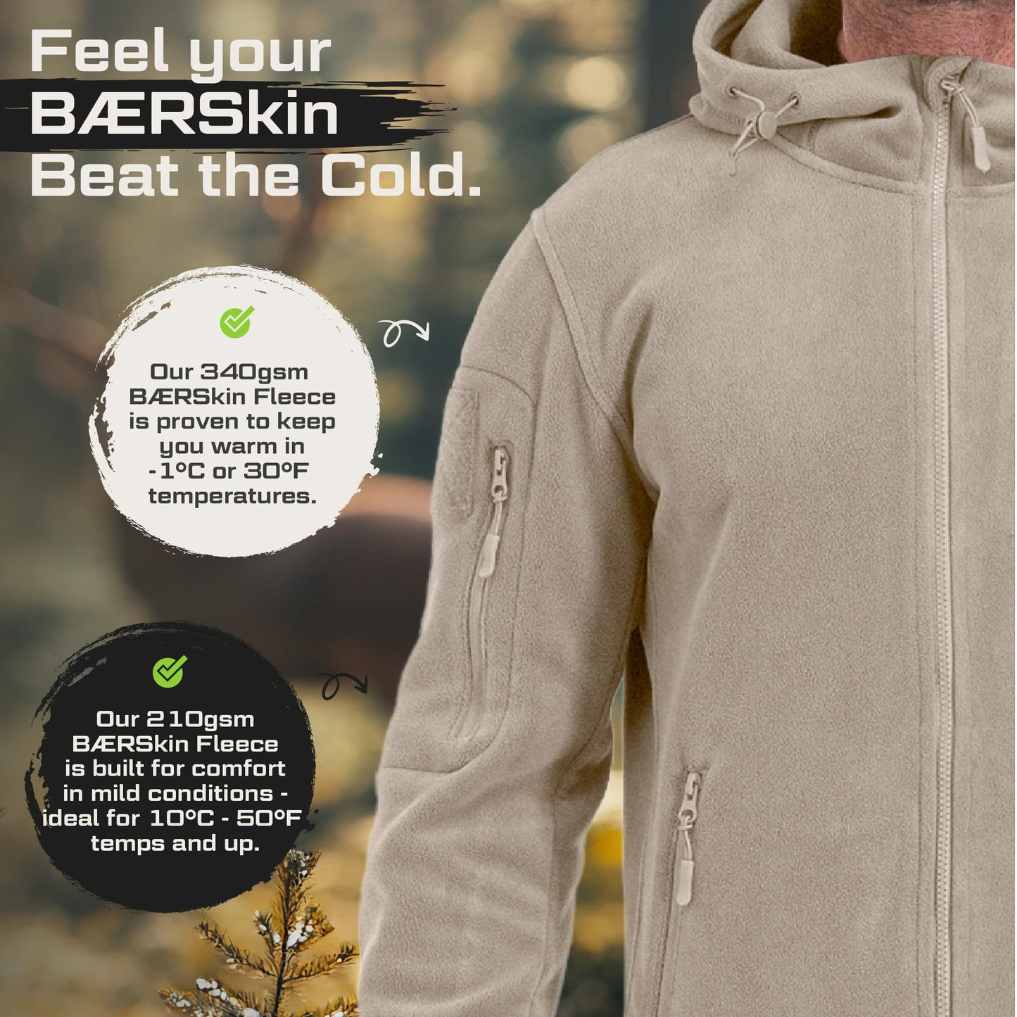Baerskin Tactical Hoodie Jacket for Men 4.0 - Military Style Fleece Sweater for Cold, Rain, Wind or Snow