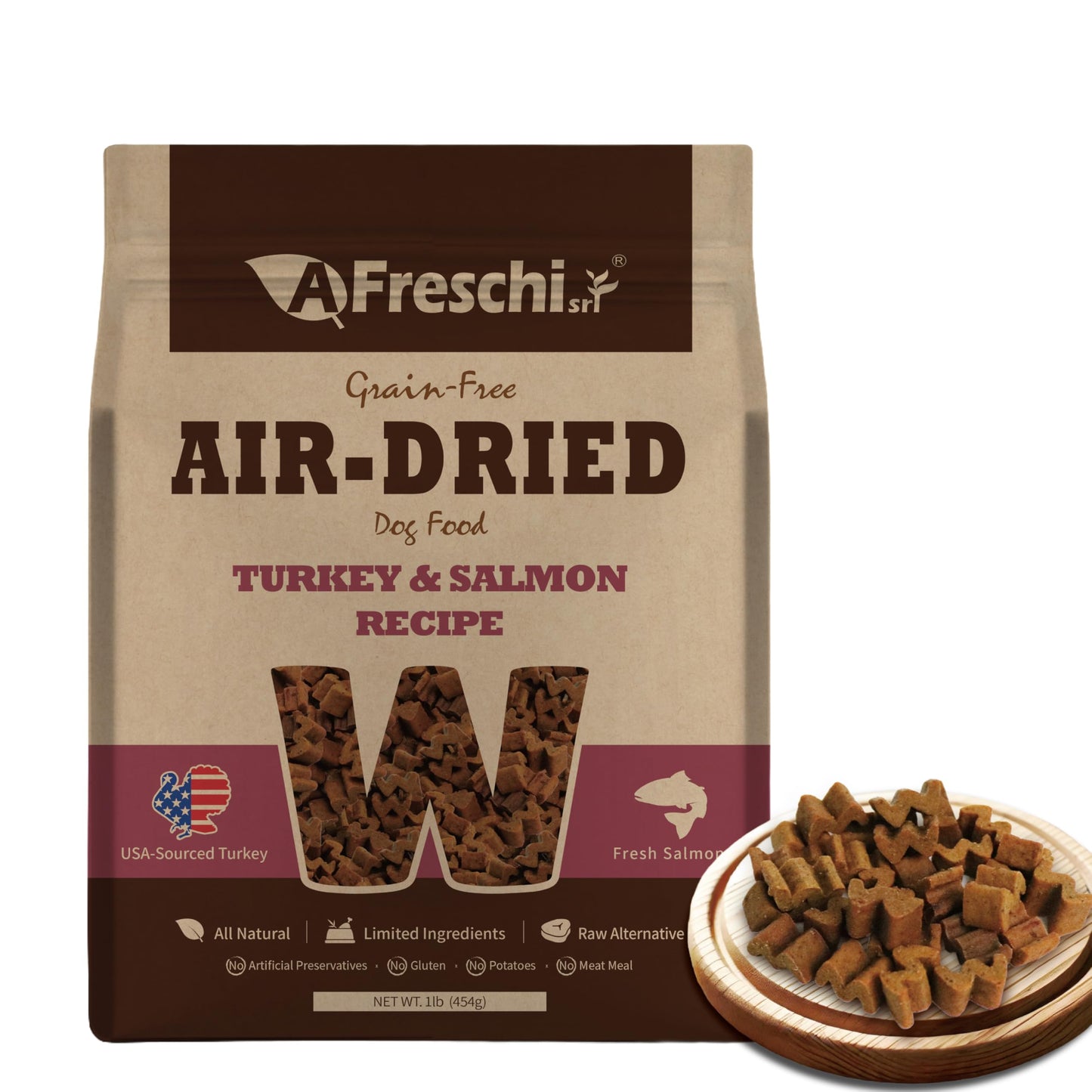 AFreschi Air-Dried Dog Food Turkey Recipe 2.2 lb, All-Natural, Complete & Balanced, Single-Animal Protein, Grain-Free, High-Protein, Limited Ingredients