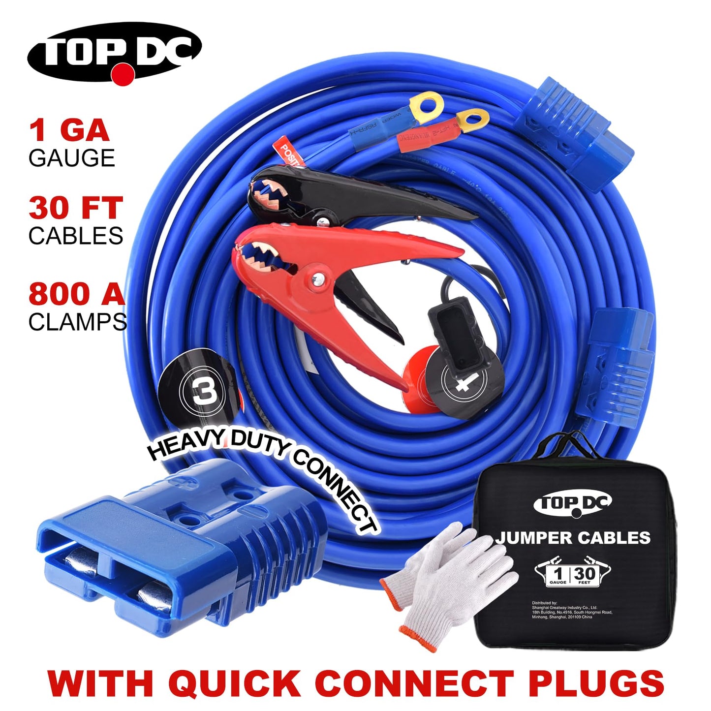 TOPDC 4 Gauge 20 Feet Jumper Cables for Car, SUV and Trucks Battery, Heavy Duty Automotive Booster Cables for Jump Starting Dead or Weak Batteries with Carry Bag, (TD-P0420)