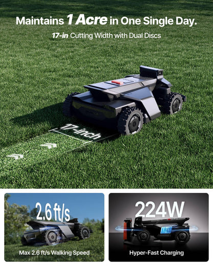 Segway Navimow X430 Robot Lawn Mower Wire Free, for up to 1 Acre, 4WD for 84% Slopes, Zero-Turn for Damage-Free Mowing, ORV-Tuned Lawnmower, MowMentum with 2 × 180W Motors, 0.75–4 in Cutting Height