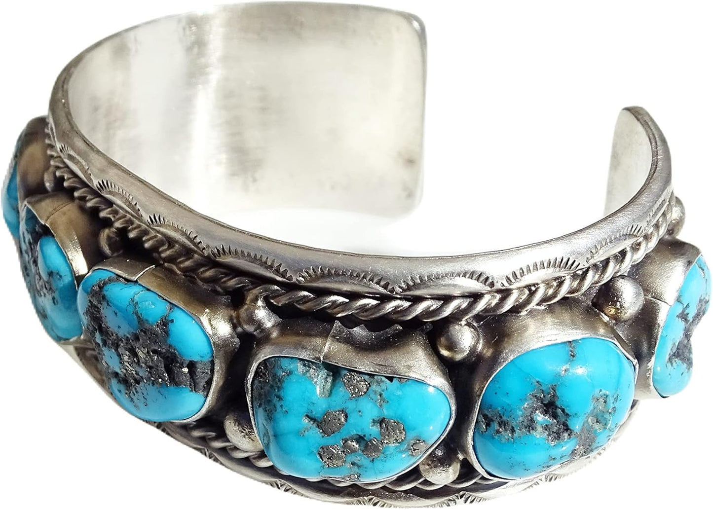big mens cuff silver turquoise, Navajo cuff bracelet Kingman turquoise cuff, turquoise cuff bracelet silver, Native American pawn jewelry