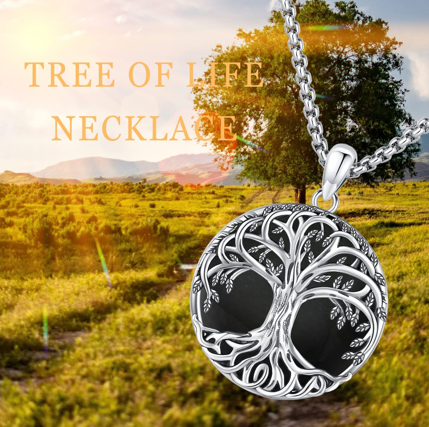 Jewelry Gifts - Tree of Life Necklace Sterling Silver Abalone Shell/Opal/Moonstone/Black Onyx/Turquoise/Malachite/Crystal Family Tree of Life Jewelry for Women Men