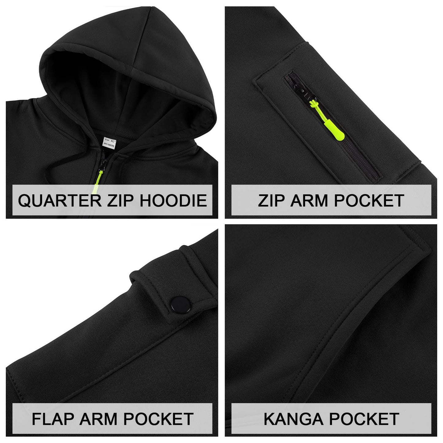 Men's Fleece Workout Athletic Pullover Hoodie Long Sleeve Basic Quarter Zip Pullover Sweatshirt with Kanga Pocket