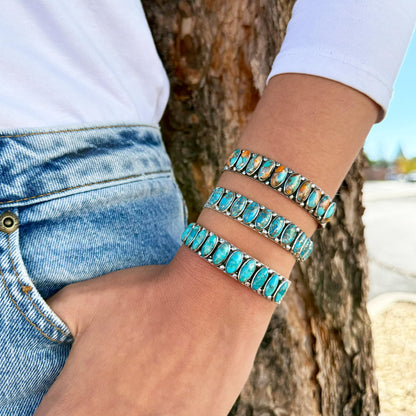 Turquoise Bracelet Sterling Silver 925 Genuine Turquoise Cuff Bracelet