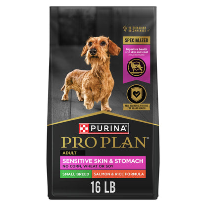 Purina Pro Plan Sensitive Skin and Stomach Dog Food Small Breed, Adult Salmon & Rice Formula - 4 lb. Bag