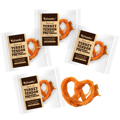 A Freschi srl Turkey Tendons for Dogs, USA-Sourced, Healthy Dog Treats, Rawhide-Free Puppy Chews, Long Lasting, All Natural, Hypoallergenic Dog Treats for Small Breeds, 40 Count Box Bone (S)