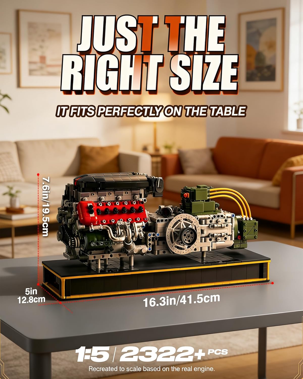 V12 Engine Model Kit That Runs, Build Your Own Mechanical Building Set with Battery Box and Motor, 2322PCS STEM Technic Toy for Adults Teens Age 14+