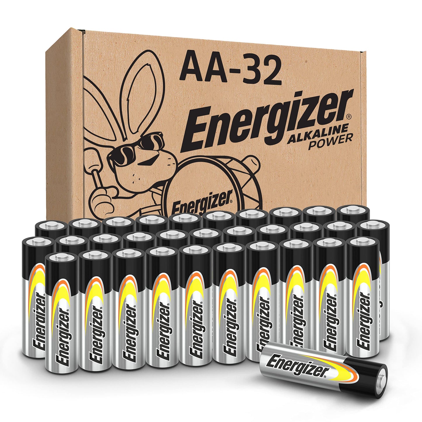 Energizer AA Batteries Alkaline Power, 32 Count Alkaline Double A Battery Pack