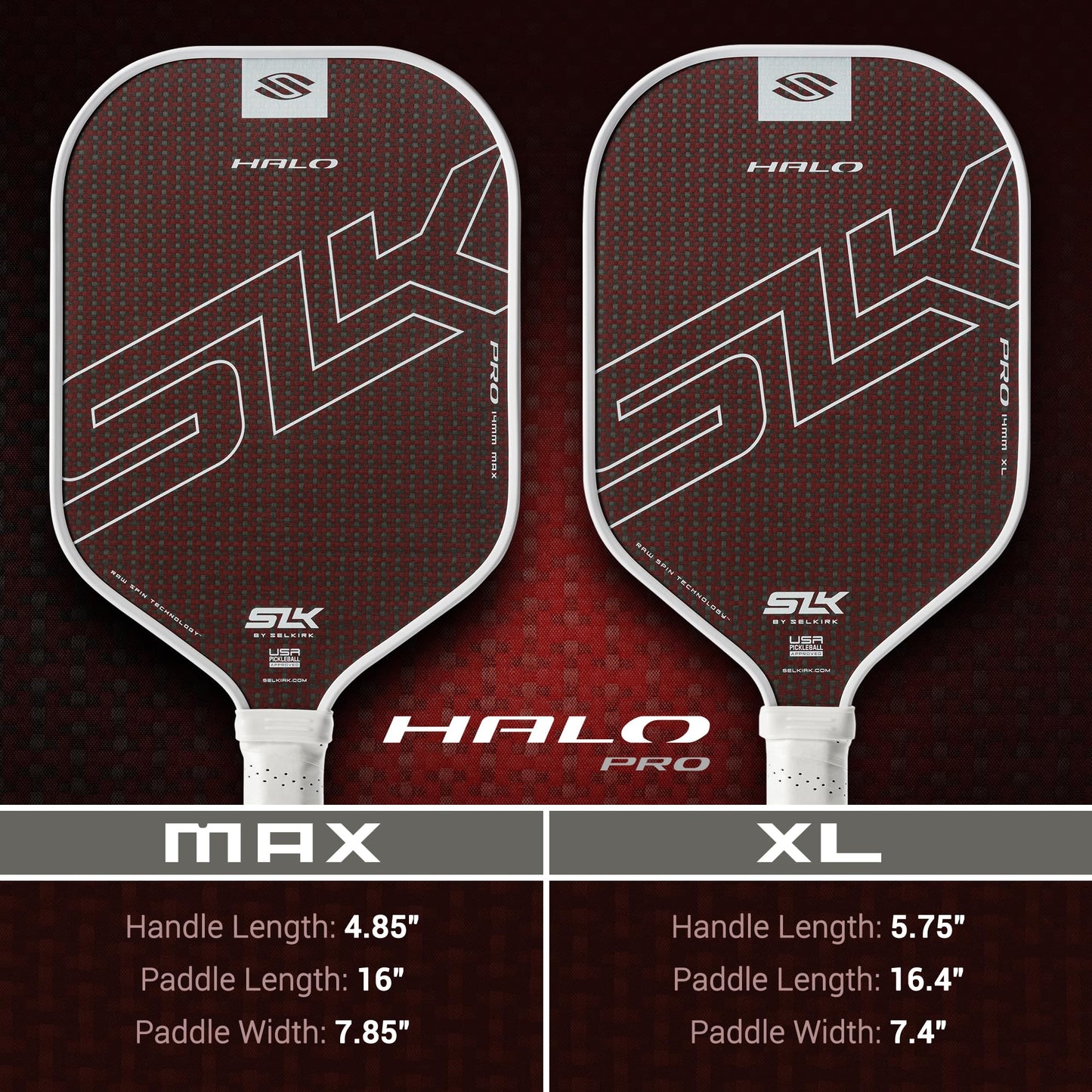 Selkirk Sport SLK Halo Raw Carbon Fiber Pickleball Paddle | Designed in The USA | Choose The T700 Raw Carbon Fiber Power, 18k Ultraweave Control, or Aramid Fiber Linkweave Thermoformed Pro