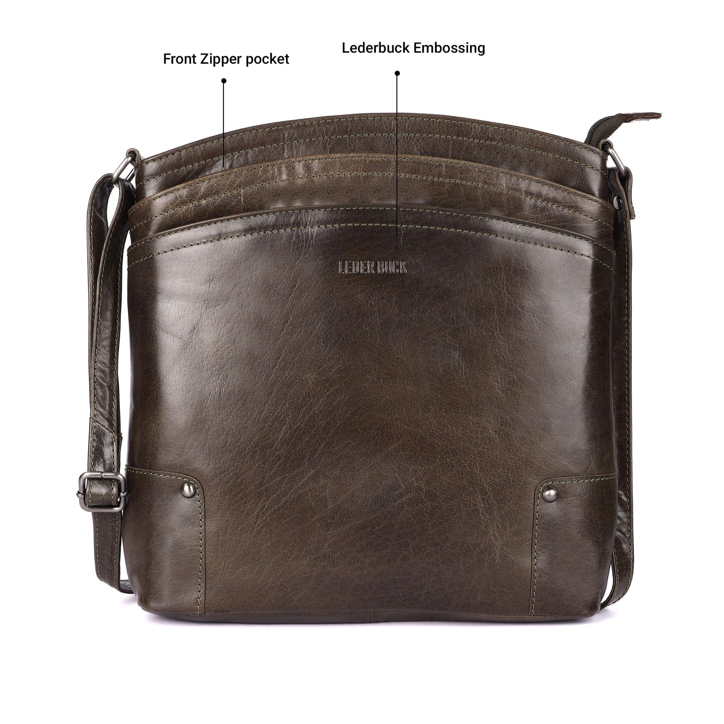 Terry Large Soft Real Leather Womens Crossbody Handbags and Purses-Triple Zip Premium Sling Crossover Shoulder Bag