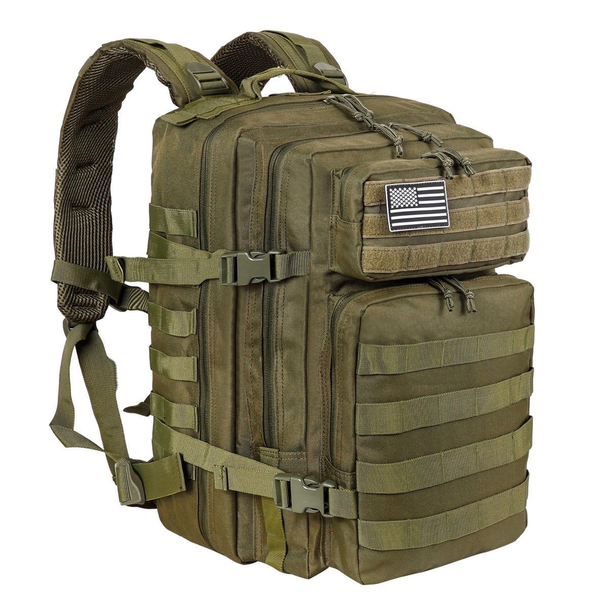 LHI Military Tactical Backpack for Men and Women 45L Army 3 Days Assault Pack Bag Large Rucksack with Molle System - Black