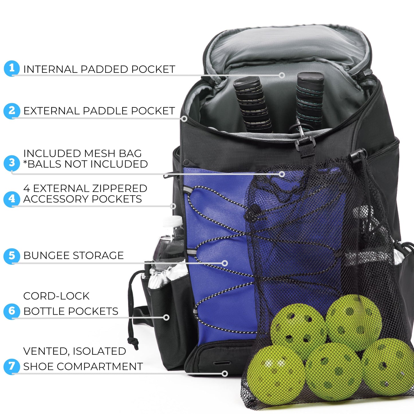 Athletico 35L Pickleball Backpack - Pickleball Bags for Men or Women Includes Pickleball Ball Holder