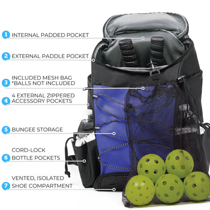 Athletico 35L Pickleball Backpack - Pickleball Bags for Men or Women Includes Pickleball Ball Holder