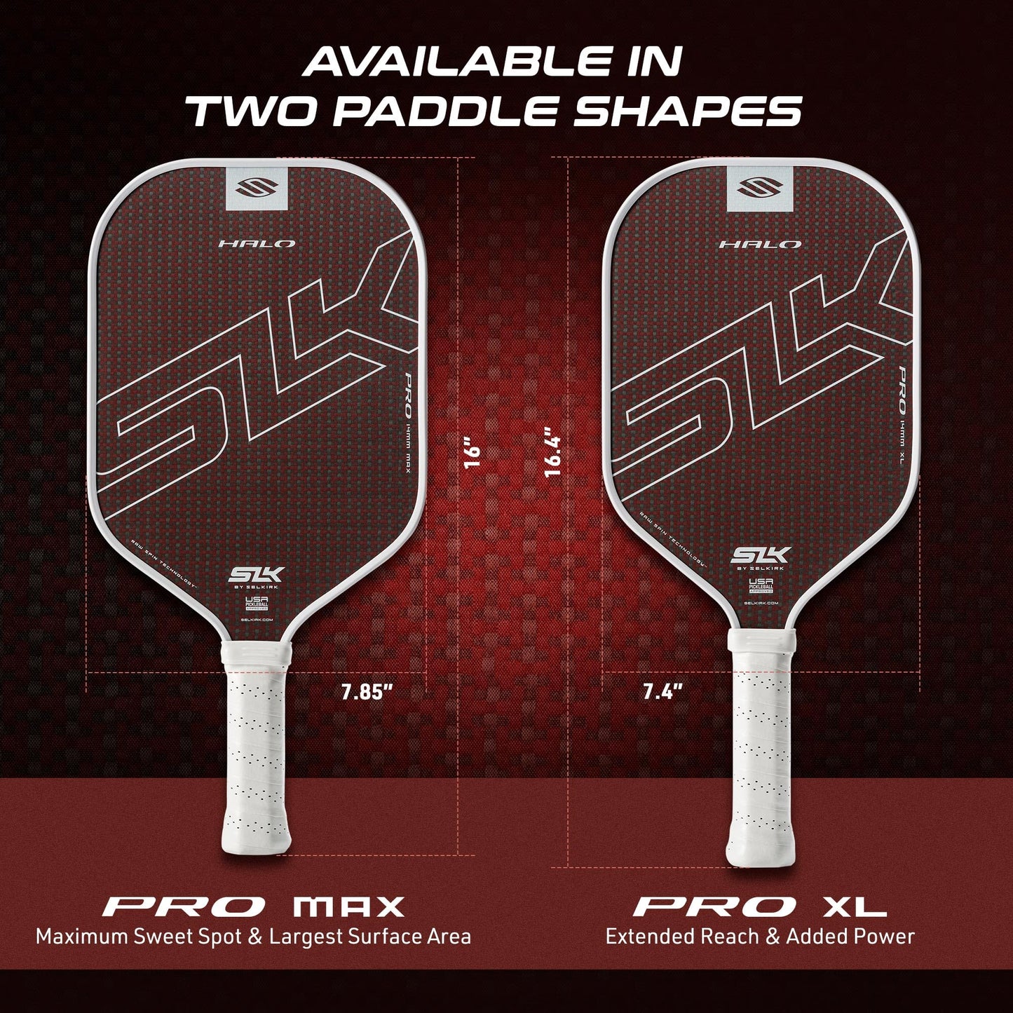 Selkirk Sport SLK Halo Raw Carbon Fiber Pickleball Paddle | Designed in The USA | Choose The T700 Raw Carbon Fiber Power, 18k Ultraweave Control, or Aramid Fiber Linkweave Thermoformed Pro