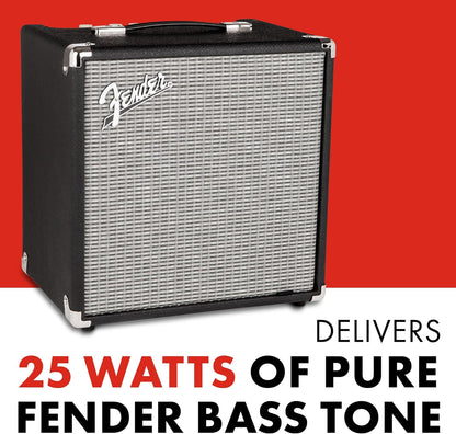 Fender Rumble 25 V3 Bass Amplifier, Bass Combo Amp, 25 Watts, with 2-Year Warranty, 8 Inch Speaker, with Overdrive Circuit and Mid-Scoop Contour Switch