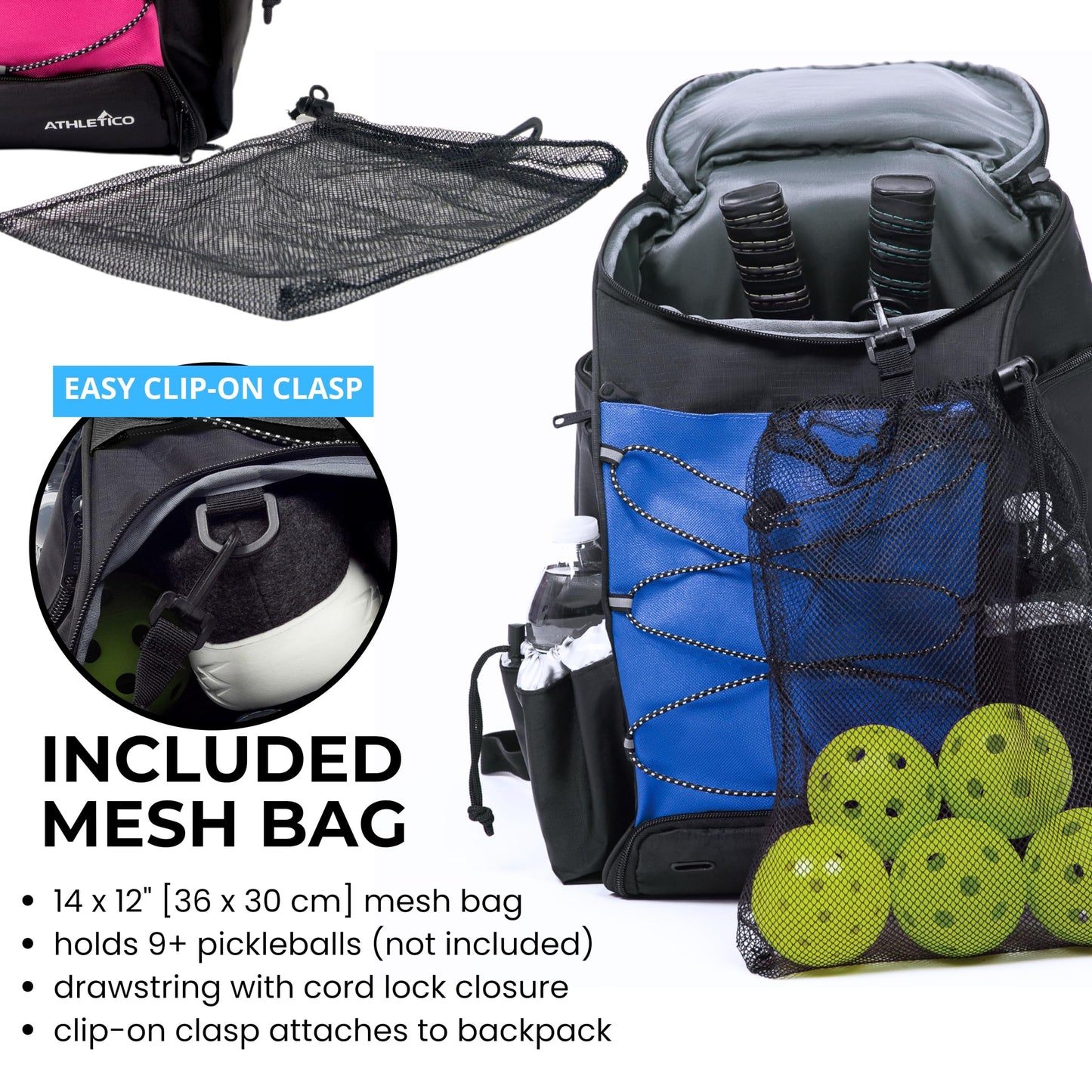 Athletico 35L Pickleball Backpack - Pickleball Bags for Men or Women Includes Pickleball Ball Holder