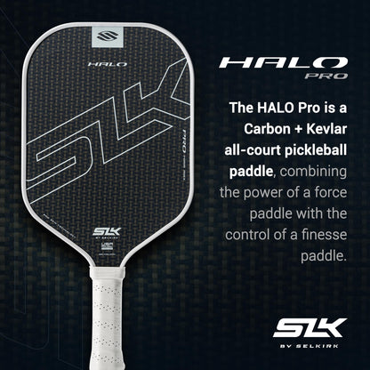 Selkirk Sport SLK Halo Raw Carbon Fiber Pickleball Paddle | Designed in The USA | Choose The T700 Raw Carbon Fiber Power, 18k Ultraweave Control, or Aramid Fiber Linkweave Thermoformed Pro