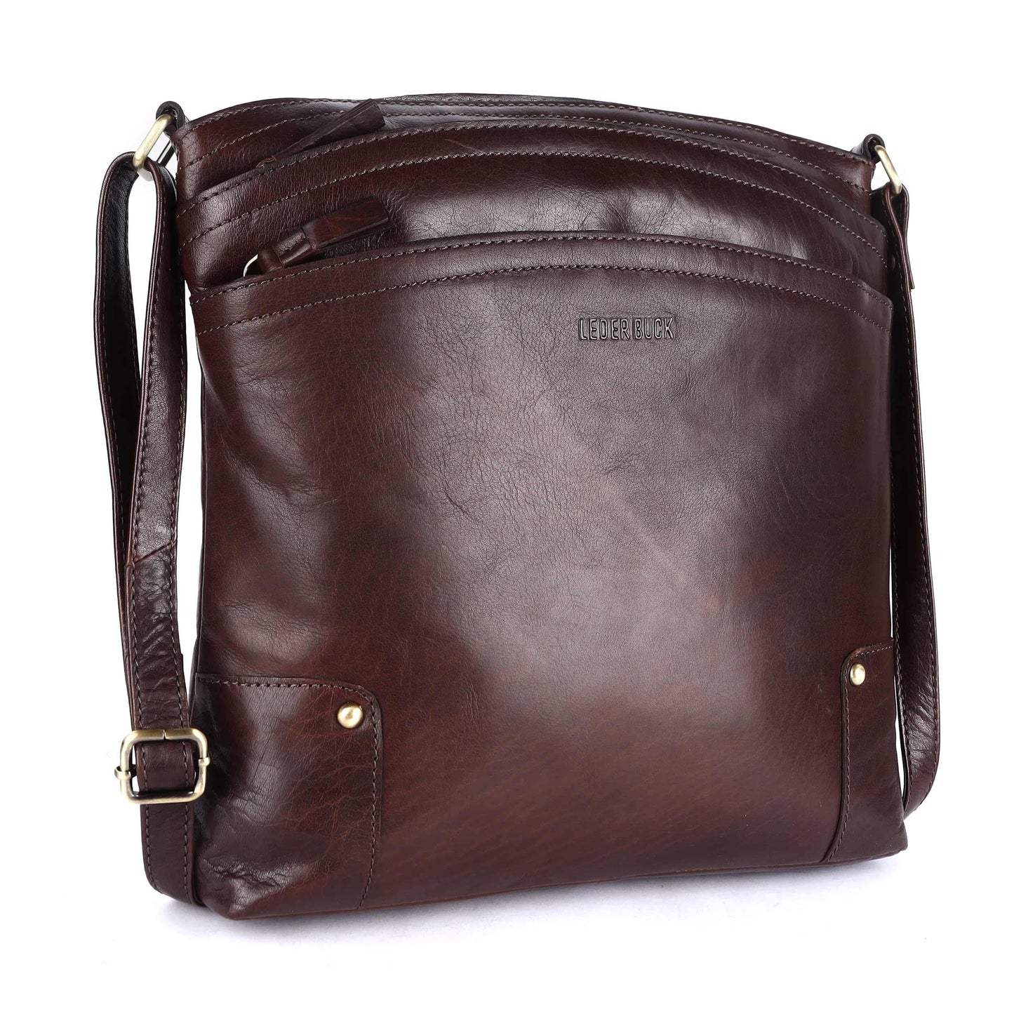 Terry Large Soft Real Leather Womens Crossbody Handbags and Purses-Triple Zip Premium Sling Crossover Shoulder Bag