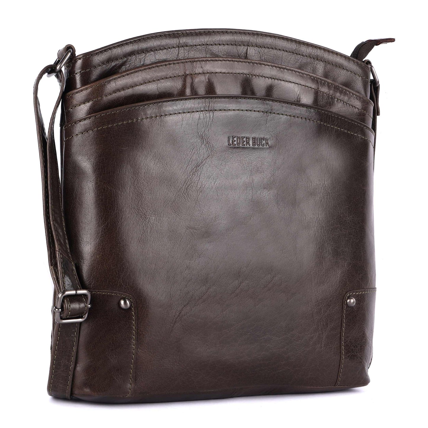 Terry Large Soft Real Leather Womens Crossbody Handbags and Purses-Triple Zip Premium Sling Crossover Shoulder Bag