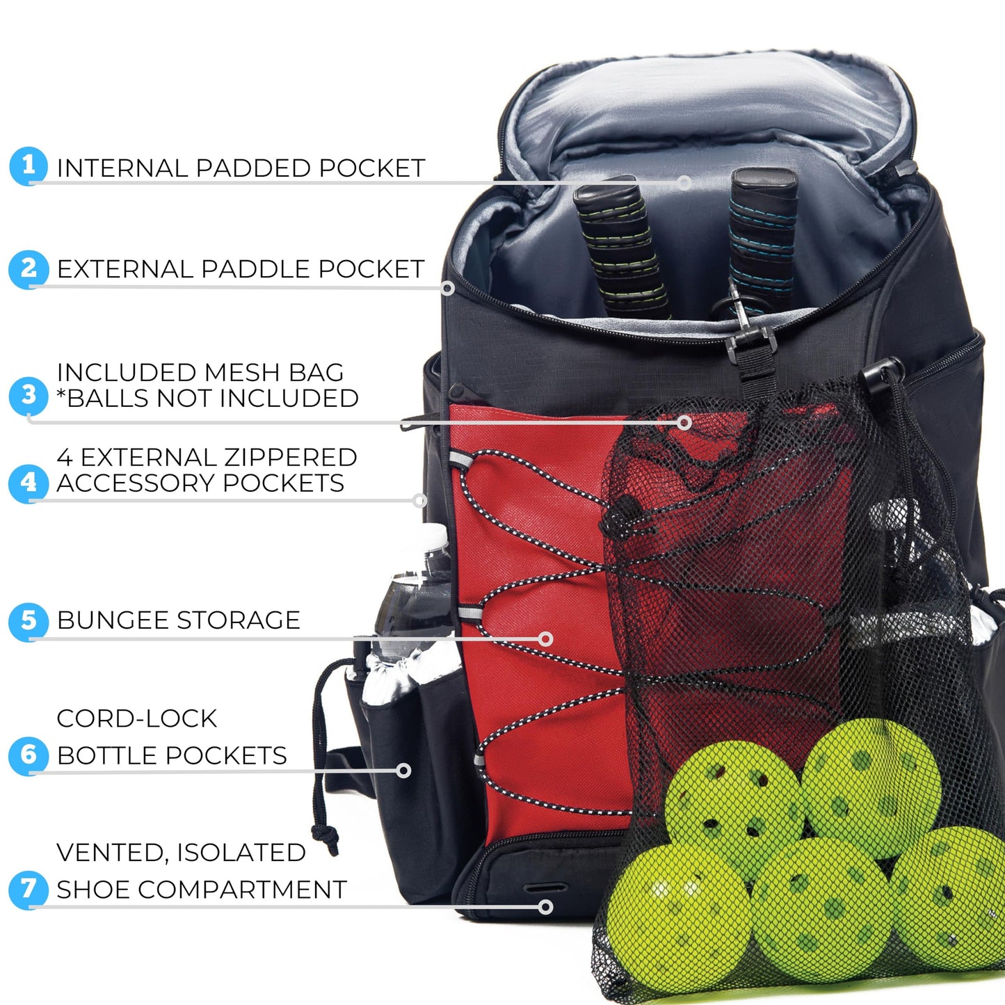 Athletico 35L Pickleball Backpack - Pickleball Bags for Men or Women Includes Pickleball Ball Holder