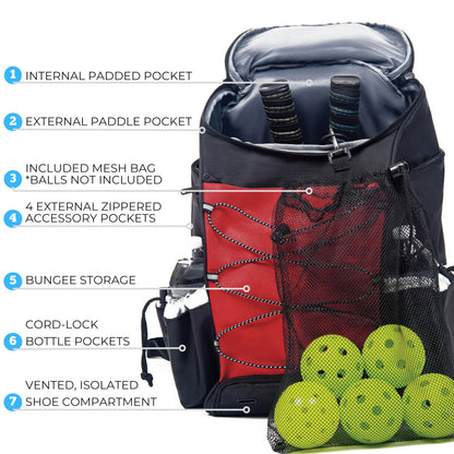 Athletico 35L Pickleball Backpack - Pickleball Bags for Men or Women Includes Pickleball Ball Holder