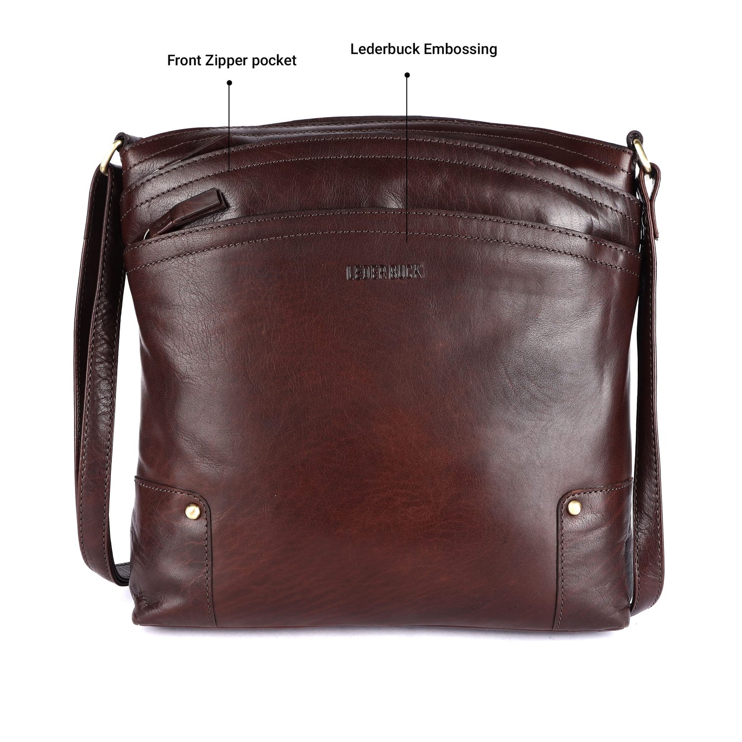 Terry Large Soft Real Leather Womens Crossbody Handbags and Purses-Triple Zip Premium Sling Crossover Shoulder Bag