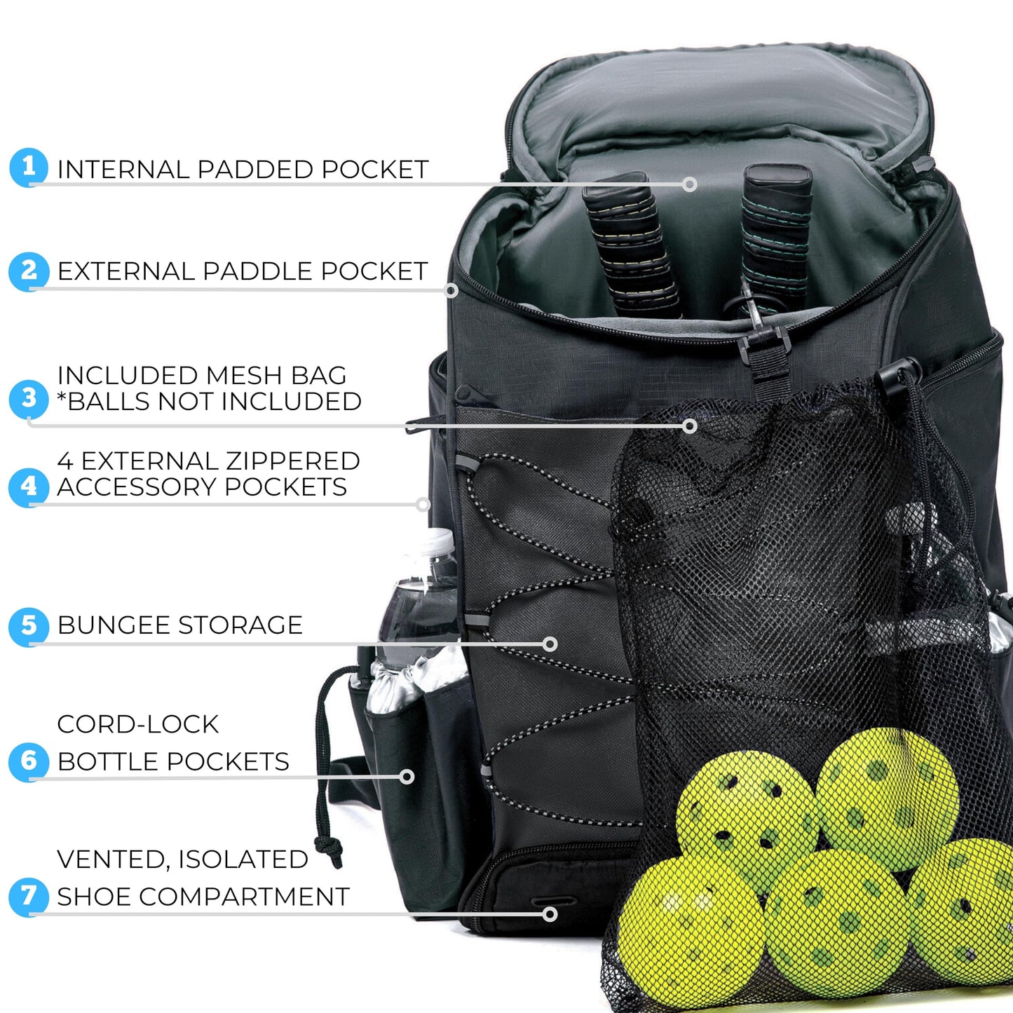 Athletico 35L Pickleball Backpack - Pickleball Bags for Men or Women Includes Pickleball Ball Holder