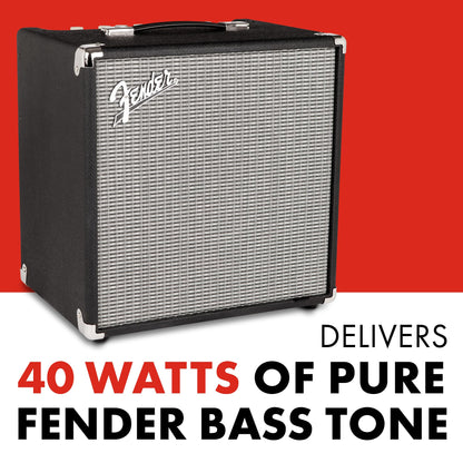 Fender Rumble 40 V3 Bass Amp for Bass Guitar, 40 Watts, with 2-Year Warranty Speaker, with Overdrive Circuit and Mid-Scoop Contour Switch