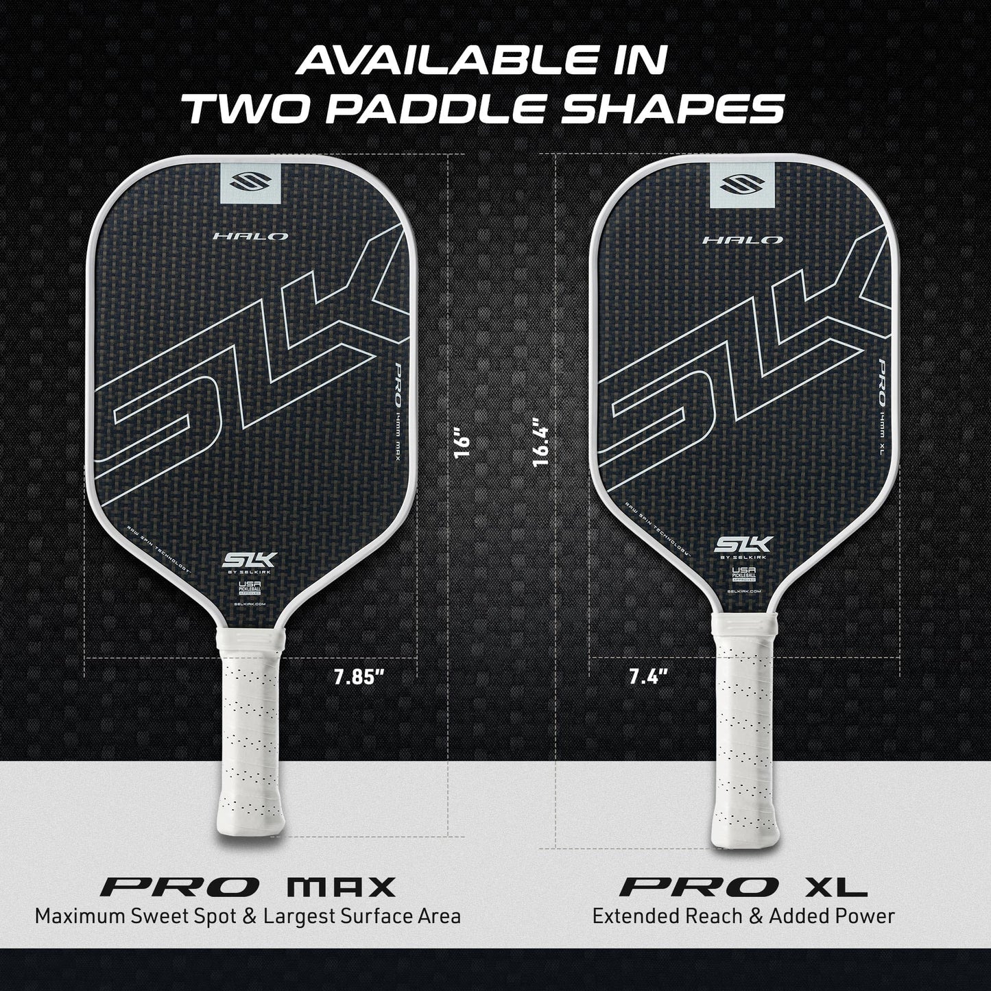 Selkirk Sport SLK Halo Raw Carbon Fiber Pickleball Paddle | Designed in The USA | Choose The T700 Raw Carbon Fiber Power, 18k Ultraweave Control, or Aramid Fiber Linkweave Thermoformed Pro