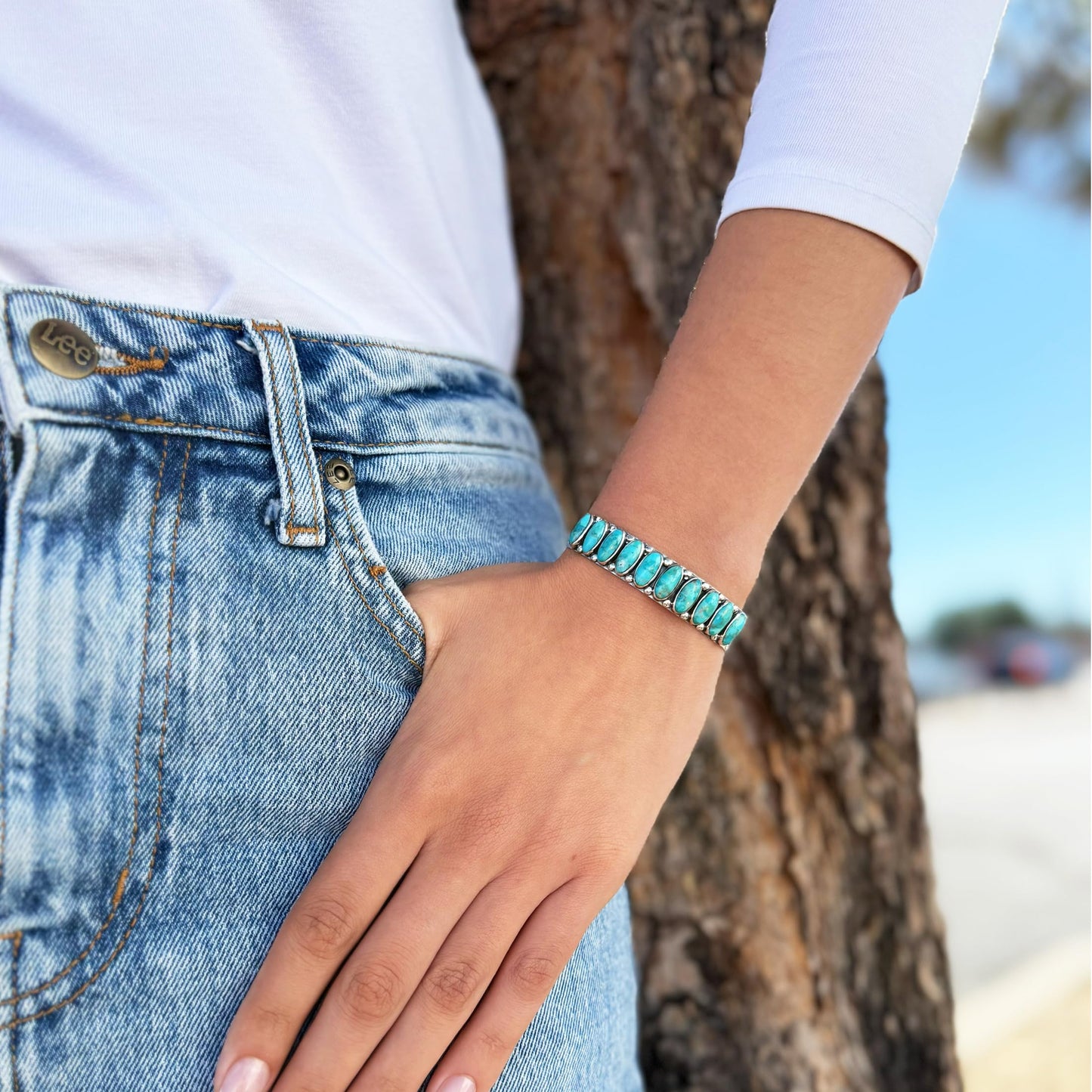 Turquoise Bracelet Sterling Silver 925 Genuine Turquoise Cuff Bracelet